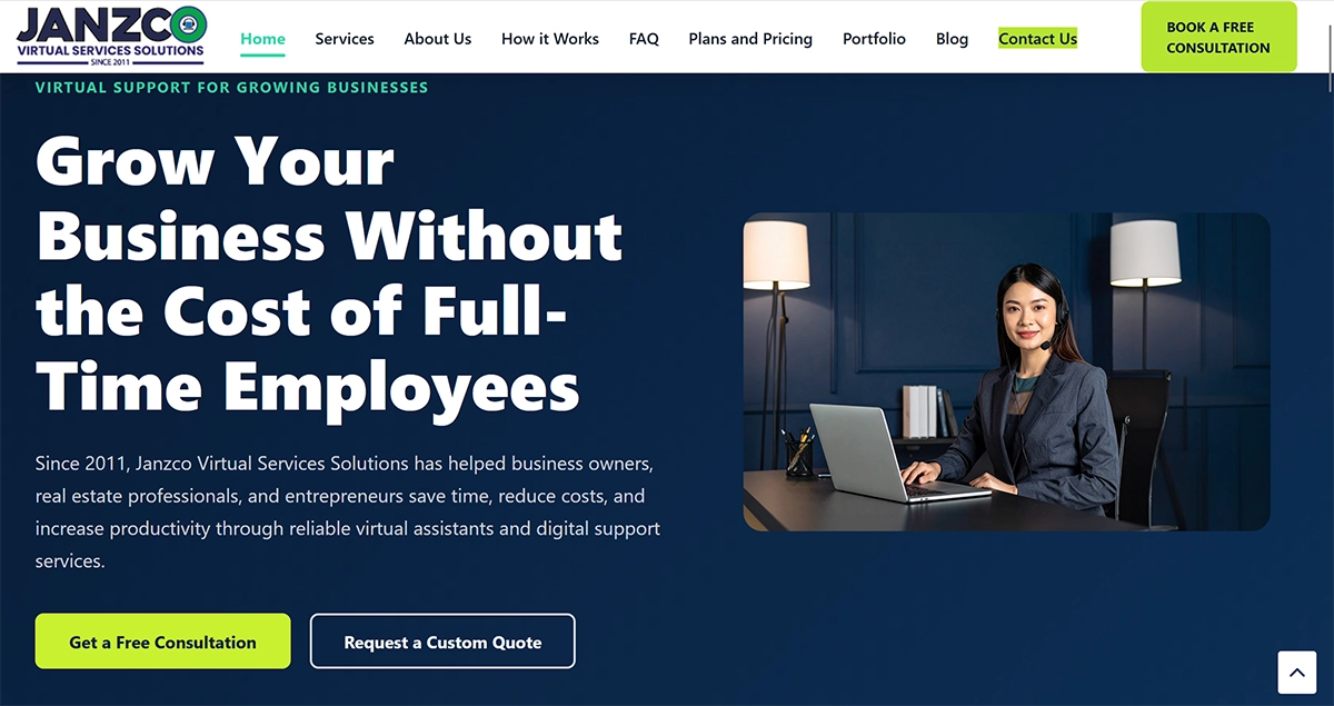 Janzco Virtual Services Solutions website project